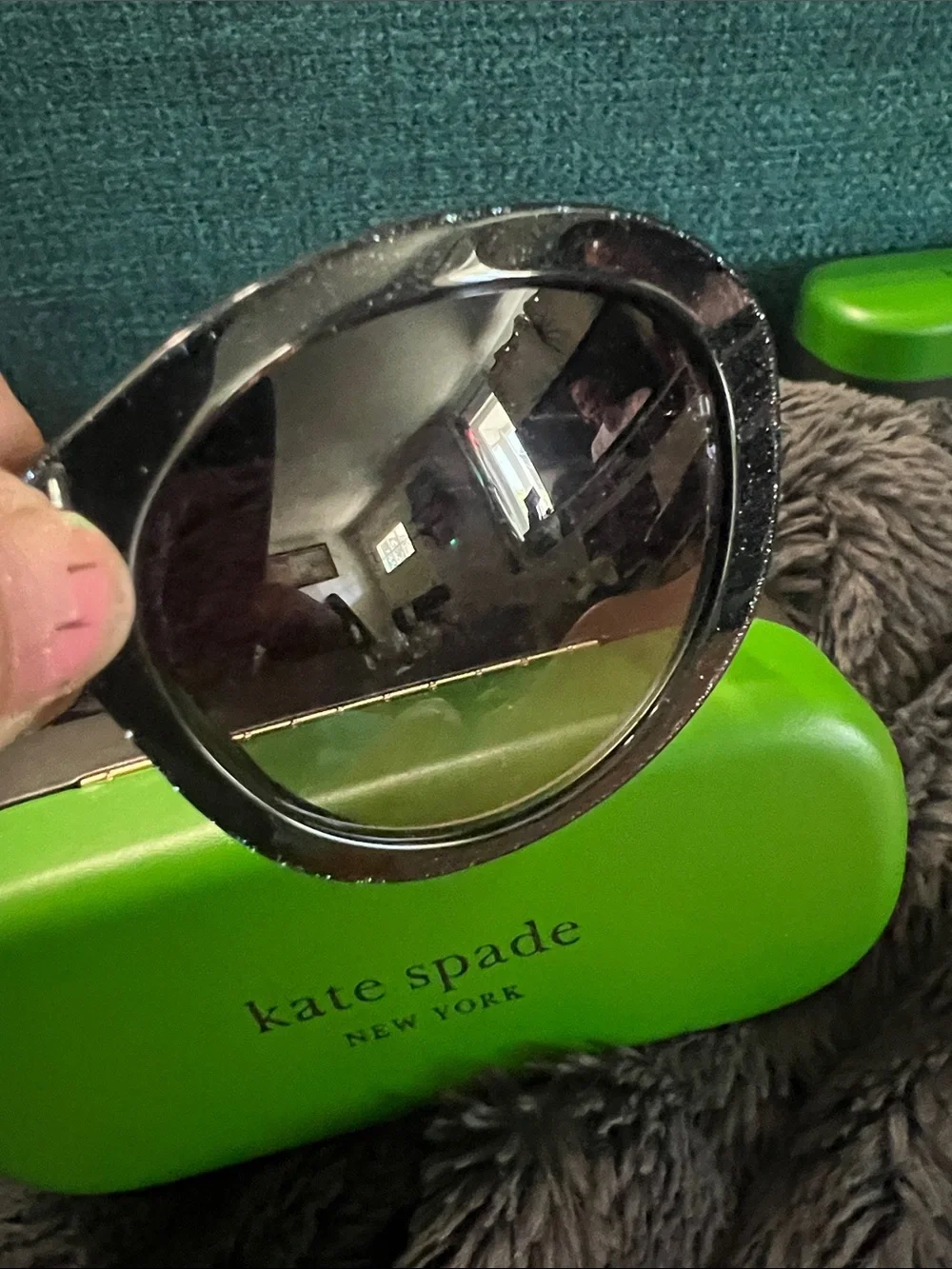 kate spade Black glittery oversized oval Sunglasses - full inclusion